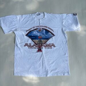 Vintage Starter Alabama Crimson Tide Road to the Orange Bowl T-Shirt White Large